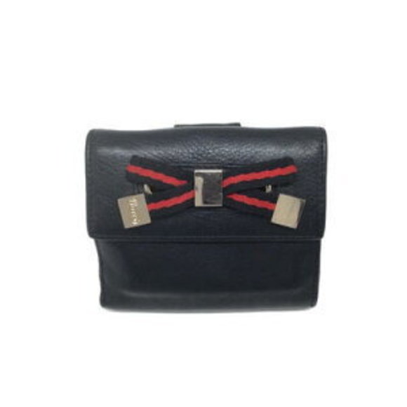 Gucci Black Leather Wallet Bifold Red - Picture 1 of 7